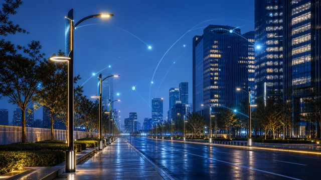AI smart city infrastructure and connected intelligent street lighting