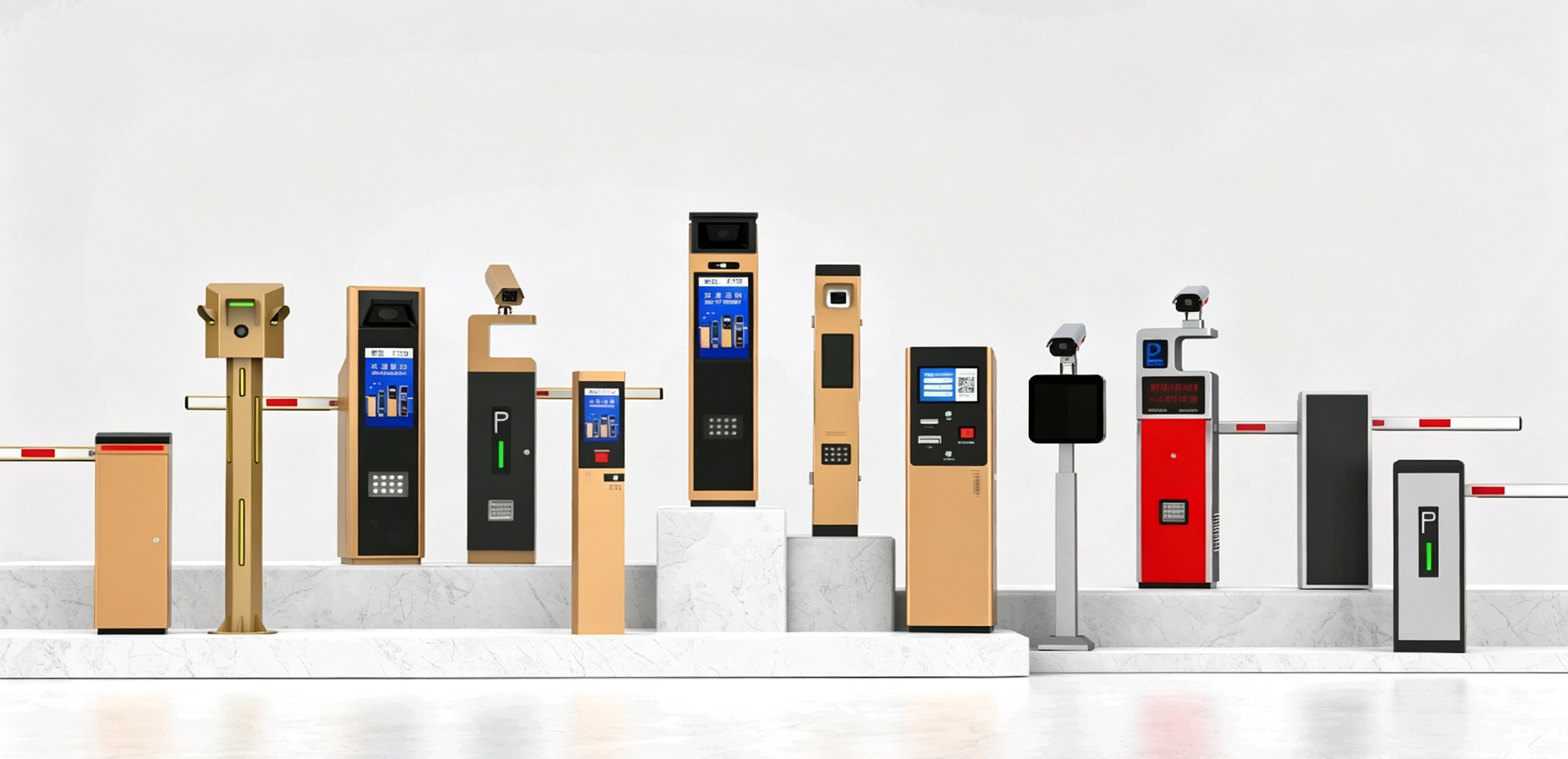 Intelligent parking management equipment including barrier gates and access terminals