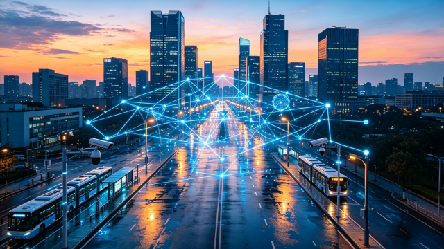 AI smart city infrastructure connecting urban services and digital technology