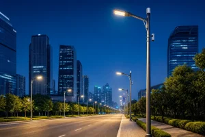 Smart-city illustration for connected street lighting