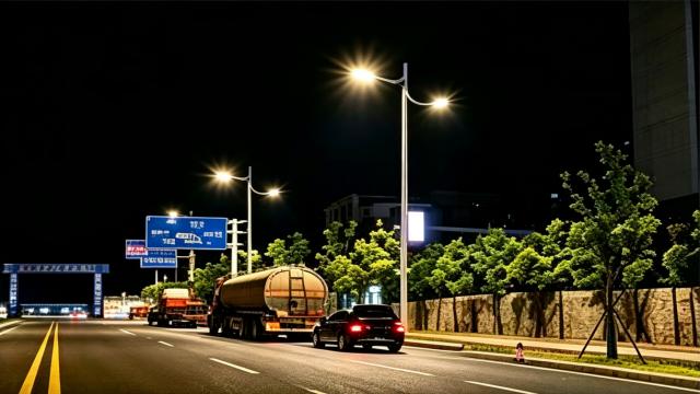 Smart LED street lights for municipal infrastructure projects at night