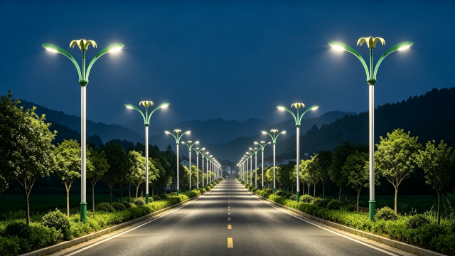 Wireless smart street light network along an urban roadway at night