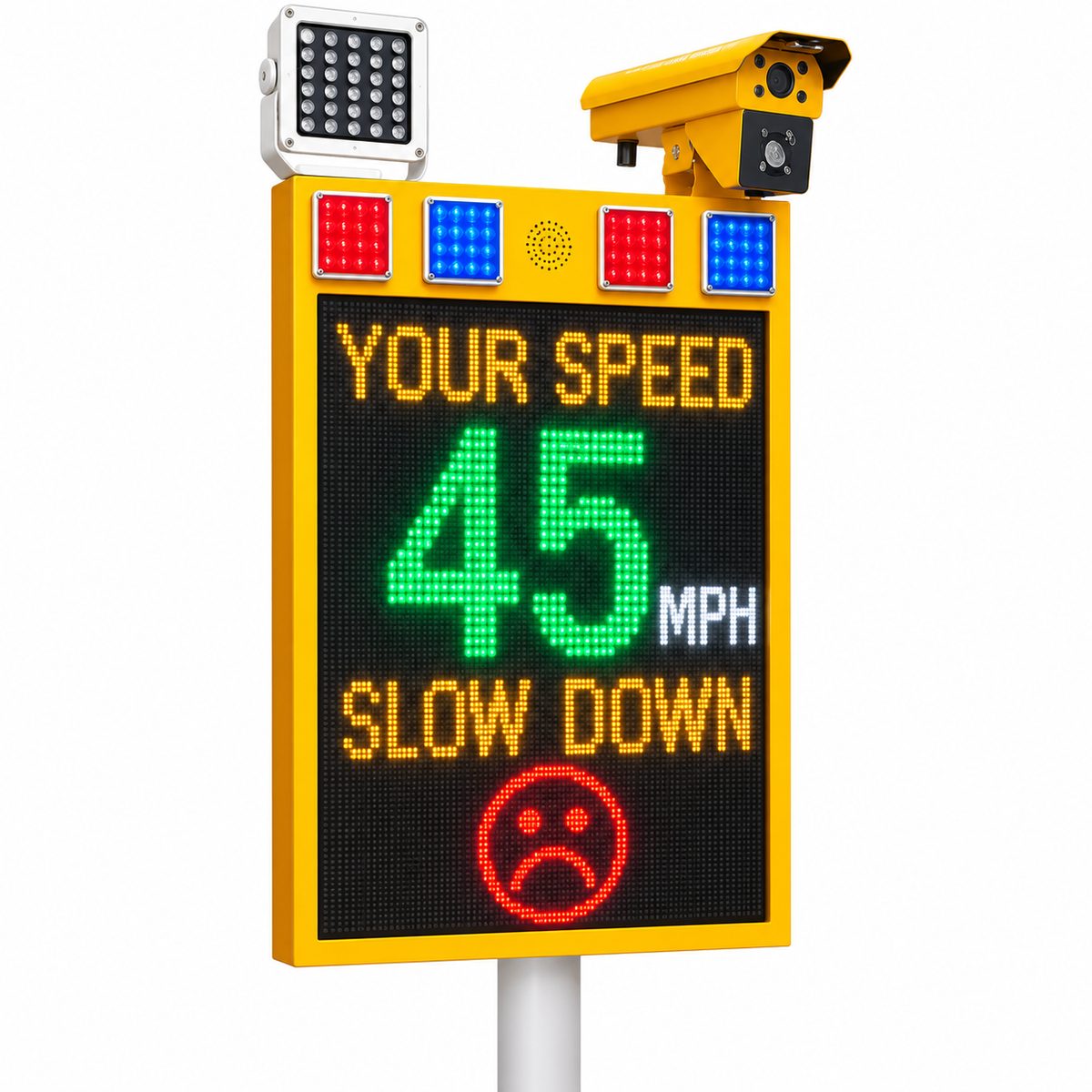 Radar speed feedback sign with 45 MPH display