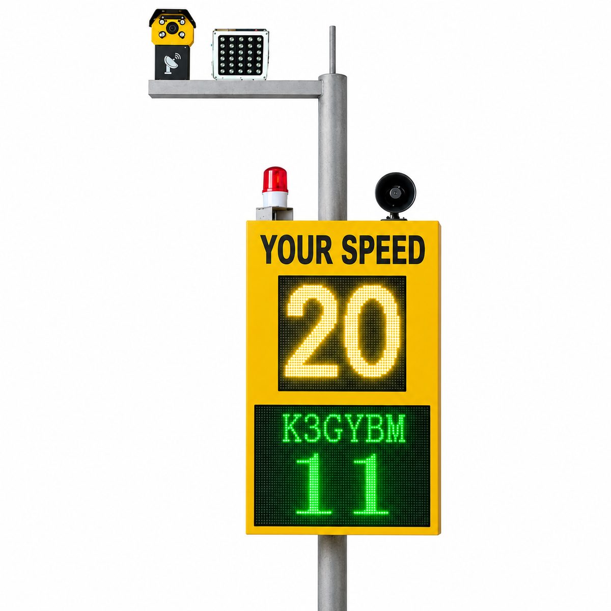 Radar speed feedback sign with 20 display