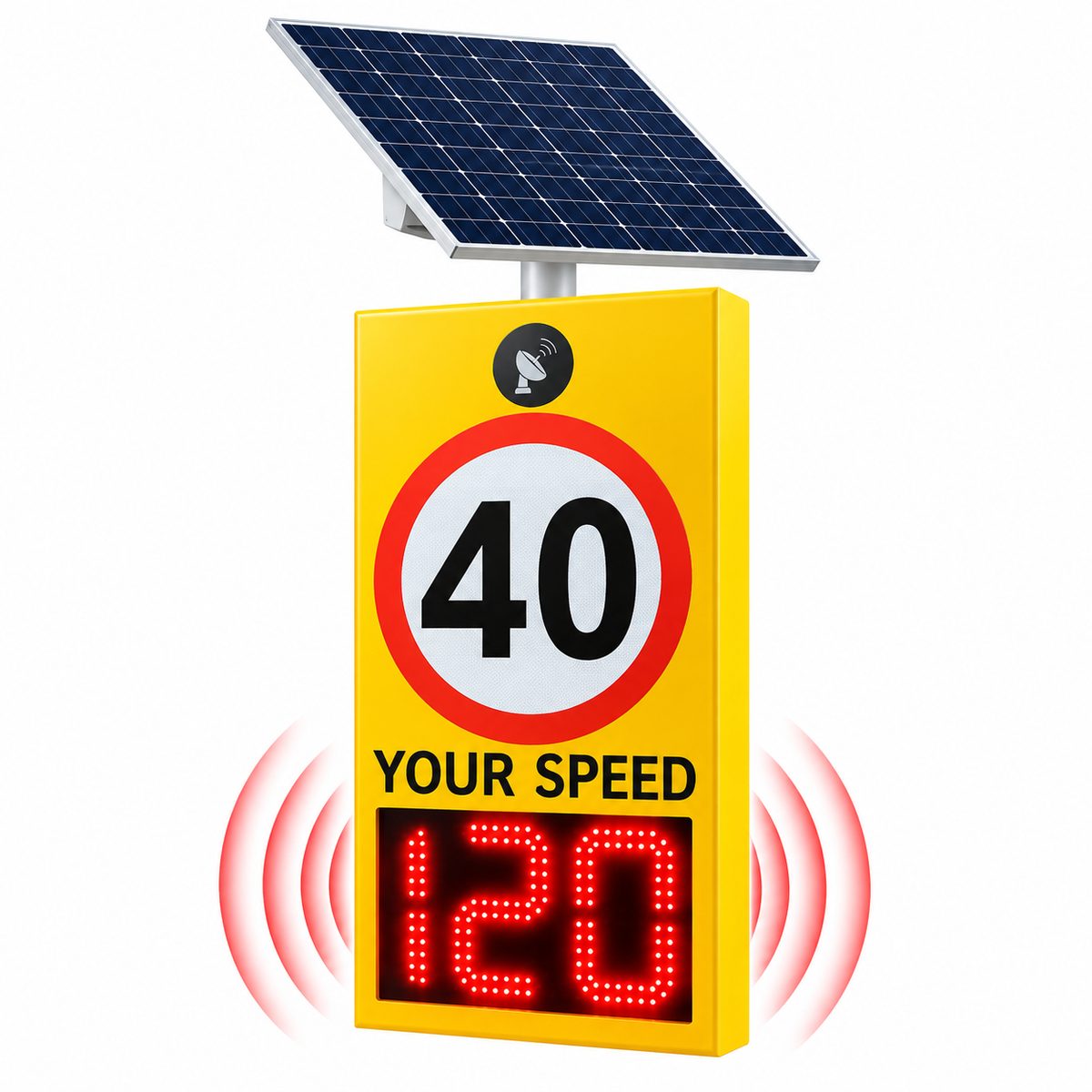 Radar speed sign with 40 display