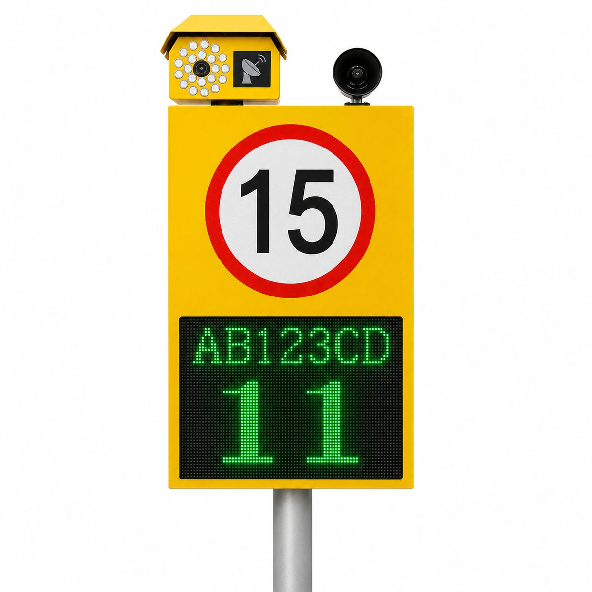 Radar speed sign with 15 display